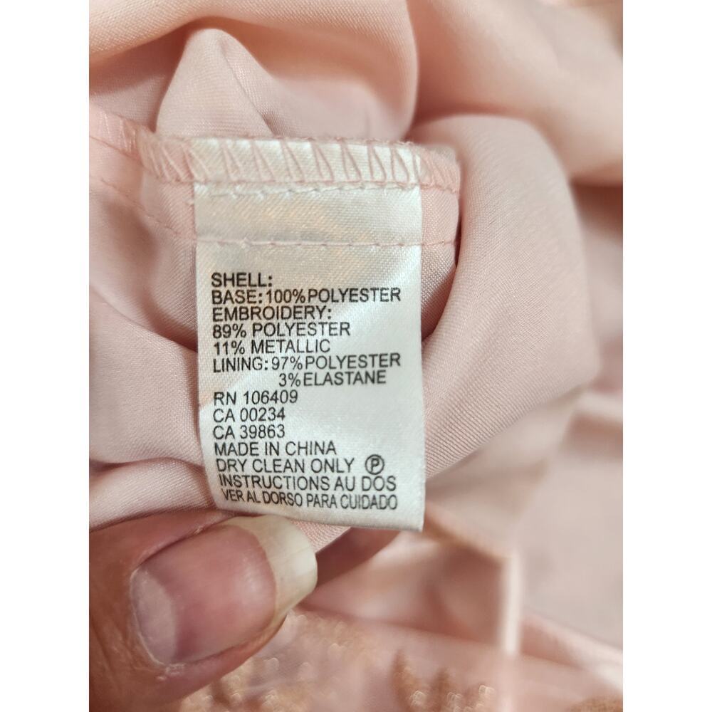 Tahari Arthur S. Levine ASL dress sz 14 pink metallic embroider sheer lined - Picture 15 of 16